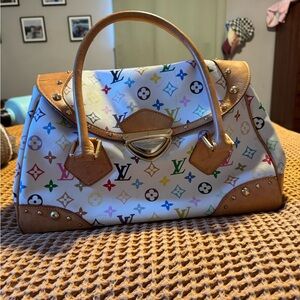 COPY - Used Louis Vuitton Monogram Multicolor Beverly GM White